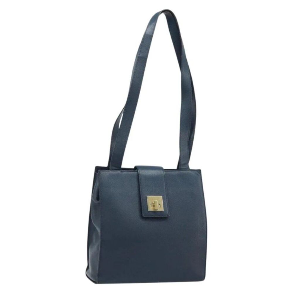 Celine Vintage Leather Navy Leather Shoulder Bag Bag